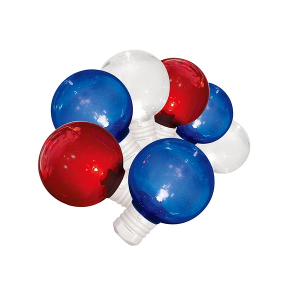 Indoor/Outdoor 80-Count LED G30 Globe String Lights, Red/Cool White/Blue, 23.5', Patriotic by Way To Celebrate