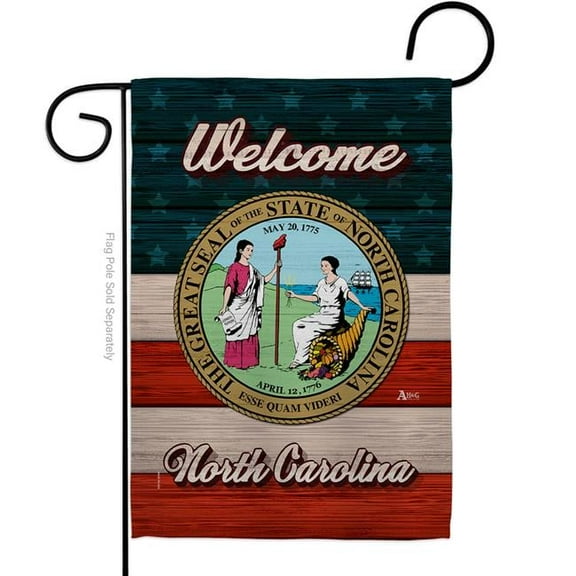 Americana Home & Garden G141290-BO 13 x 18.5 in. Welcome North Carolina Double-Sided Vertical House Decoration Banner Garden Flag - Yard Gift