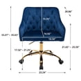 thumbnail image 2 of Drevy Velvet Home Office Desk Chair, Modern Swivel Task Armchair with Adjustable Height, Upholstered Tufted Accent Computer Chair for Home and Office Working or Studying, Navy Blue, 2 of 7