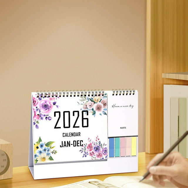 Birdeem Desk Calendar 2026,Pocket Size Family Birthday Planner with English Learning Tool,Portable Paper Organizer for Daily Use and Anniversary Reminders
