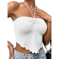 thumbnail image 2 of Lnzyyephy Women Tube Top, Strapless Backless Tie-up Irregular Hem Summer Ladies Vest for Club Party, 2 of 7