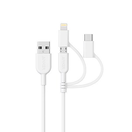 Anker Powerline II 3-in-1 Cable, Lightning/Type C/Micro USB Cable for iPhone, iPad, Huawei
