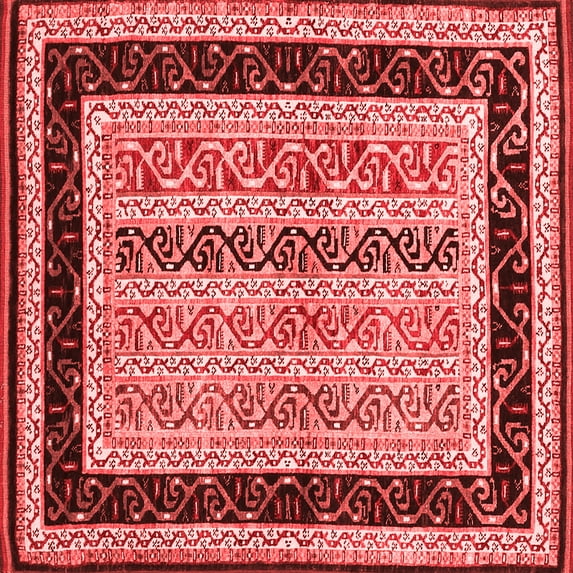 Ahgly Company Indoor Square Abstract Red Contemporary Area Rugs, 7' Square