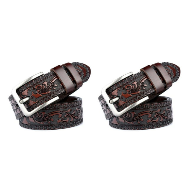 relayinert Classy And Durable PU Belt For Men Wear-resistant And Fine Workmanship Coffee Coffee 110cm 2Set