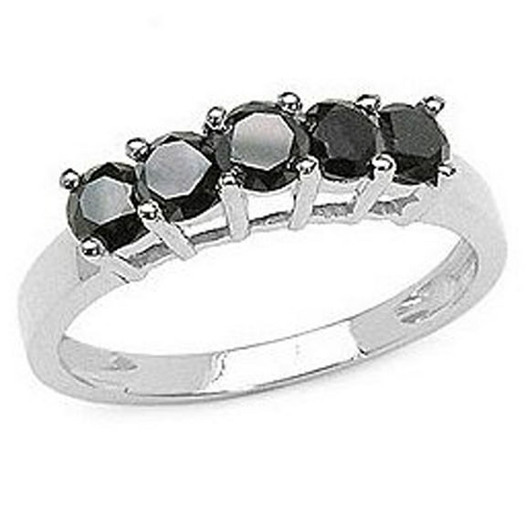 Dazzlingrock Collection 0.75 Carat (ctw) 14K Round Black Diamond Ladies 5 Stone Anniversary Wedding Band Ring 3/4 CT, White Gold, Size 8