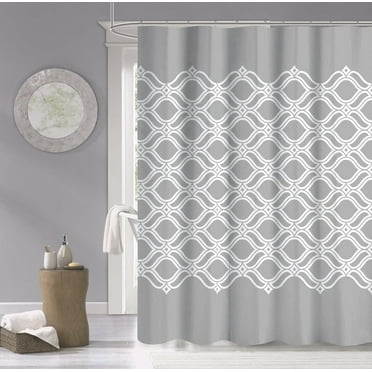 Diamonte Printed 100% Cotton 70" x 72" Shower Curtain in Gray
