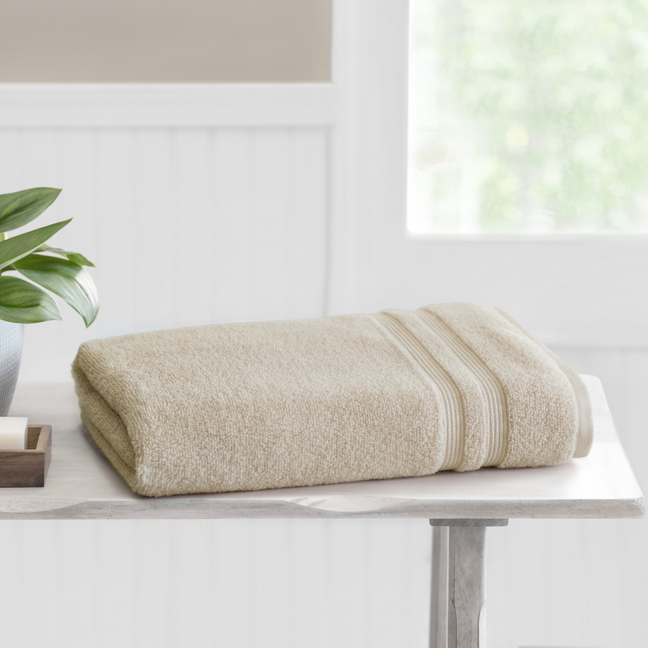 Mainstays Performance Bath Sheet, 30 in x 62 in, Beige, Quick Dry, Fade Resistant