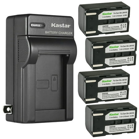 Image of Kastar 4-Pack SB-LSM160 Battery and AC Wall Charger Replacement for Samsung SC-D357 SC-D362 SC-D363 SC-D364 SC-D365 SC-D366 SC-D371 SC-D372 SC-D375 SC-D453 SC-D455 SC-D457 SC-D557 Cameras
