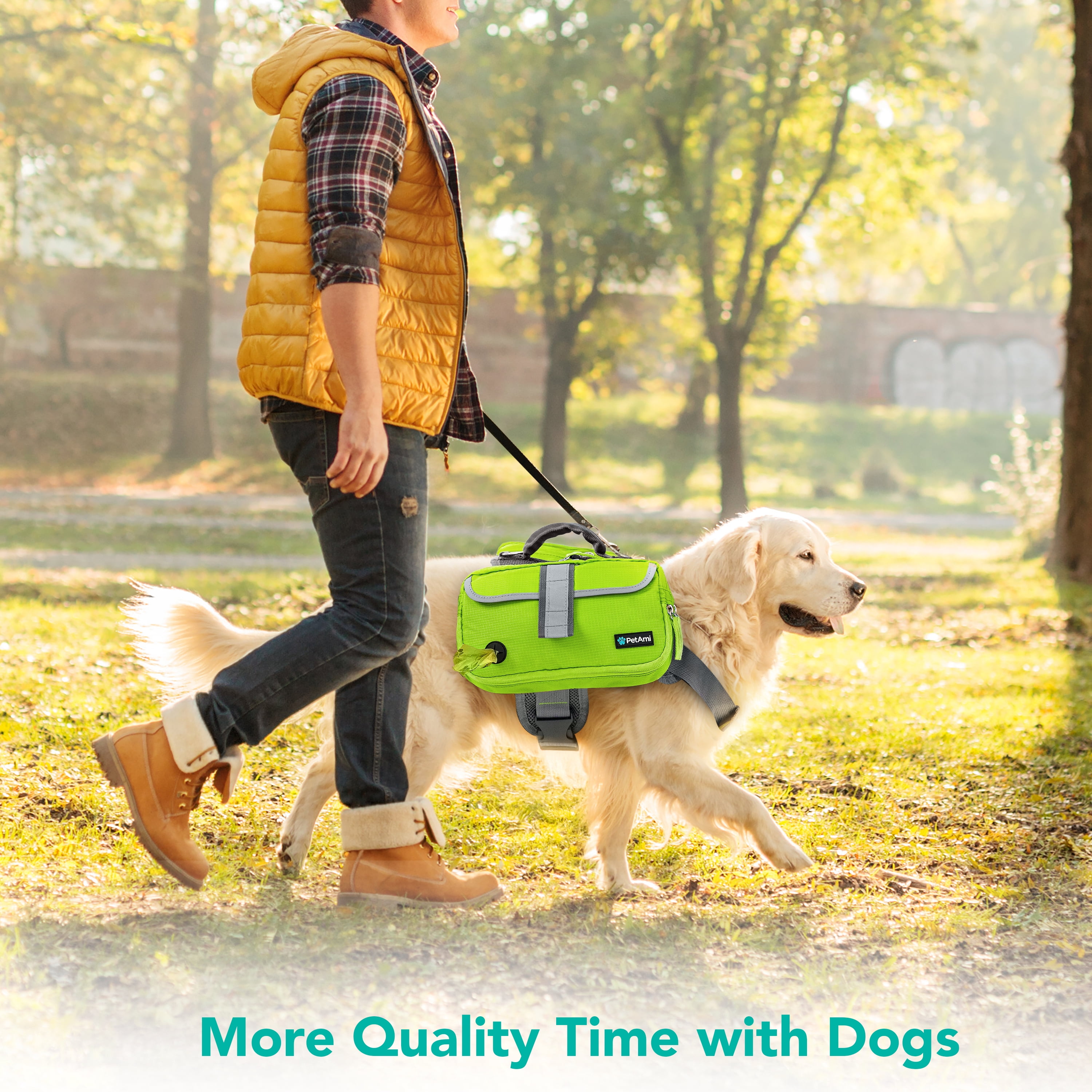 PetAmi Dog Backpack for Medium & Large Dogs, Saddle Bag for Dogs to Wear for Hiking, Pet Backpack Harness Dog Pack with Reflective Side Pockets for Walking Running