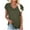 Army Green, variant on Giftesty Womens Plus Size Fashion Women Casual Petal Sleeve Short Sleeve V-Neck Solid Tops Blouse