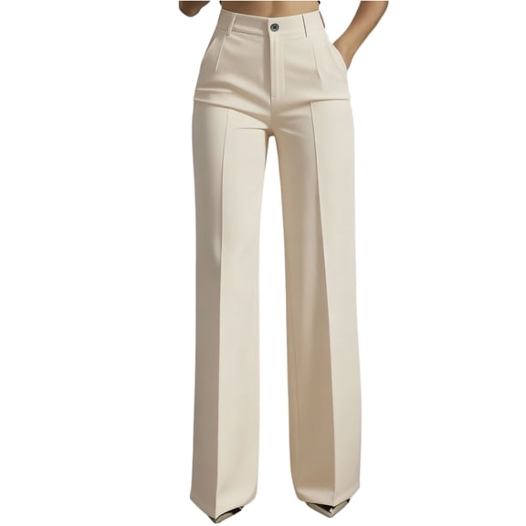 Women's High-Waist Dress Pants - Professional Straight-Fit Trousers - Wrinkle-Resistant Office Wear - Versatile Smart-Casual Essential 2026