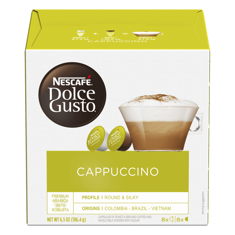 NESCAFE Dolce Gusto Cappuccino Latte Coffee Pods, Espresso Roast, 48