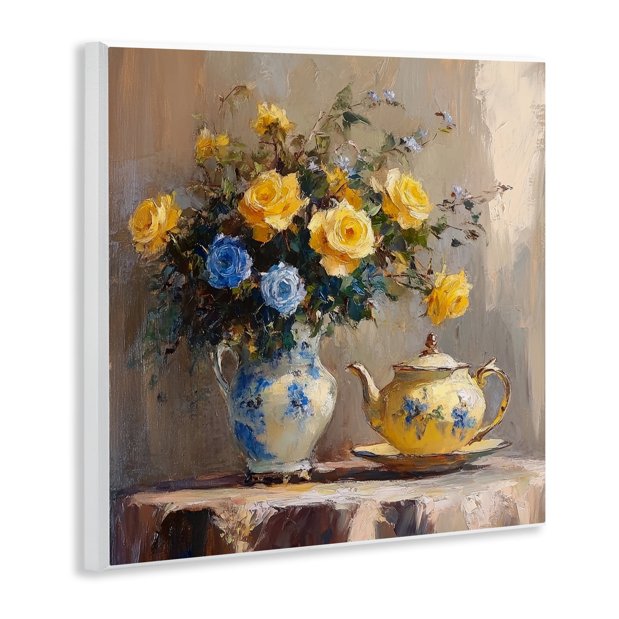 Stupell Industries Tea Time Blue & Yellow Bouquet Wall Plaque Art, design by Petal Prints Design