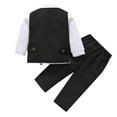 thumbnail image 4 of Odeerbi 6M-10Y Kids Boys Striped Cotton Gentleman Formal Dress Suit Children Long Sleeves Bow Dress Shirt Suit Pants Waistcoat Three Piece Set Kids Boys Clothes, 4 of 5