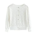 thumbnail image 2 of ATOGUTA Girls Button Down Cardigan Kids Long Sleeve Crewneck Uniform Knit Sweater Size 1T-13, White, 2 of 5