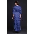 thumbnail image 3 of Bimba Rayon Tea Leaves Smocked Waist Printed Gown Maxi Side Slit LadiesDress-Medium, 3 of 6