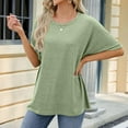 thumbnail image 6 of Njoeus Women's Round Neck Tunic Shirts Oversized Tees Casual Rolled Short Sleeve T Shirt Summer Tops Loose Blouses S-XXL, 6 of 7