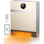 Dreo Smart Wall Heater, IP24 Electric PTC Space Heater for Indoor Use, 30° Oscillation, Adjustable Thermostat, Remote Control, Works with Alexa, 24H Timer, Easy-mounted Heater for Bedroom, Office