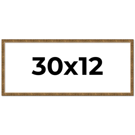 30x12 Frame Gold Solid Wood Picture Frame - Complete Modern Photo Frame Includes UV Acrylic