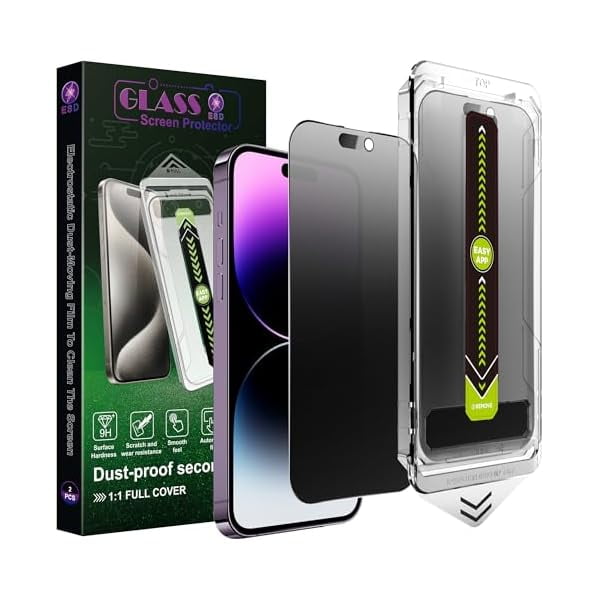 can (2-Pack Matte Privacy Anti-Spy Screen Protector for iPhone 14 Pro Max/15 Plus/16 Plus (6.7-Inch),9H Tempered Glass,Anti-Glare,Full Coverage,Anti-Fingerprint,Auto Dust Removal,Bubble-Free