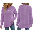 thumbnail image 3 of Sudaderas Holgadas de Larga para Mujer, de Canalé, con Abertura Lateral y Dobladillo Alto y Bajo, para Otoño Púrpura XL, 3 of 7