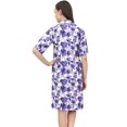 thumbnail image 3 of Bimba Women's White Rayon Sleepwear Button Down Blue Floral Print Sleepshirt - 4, 3 of 5