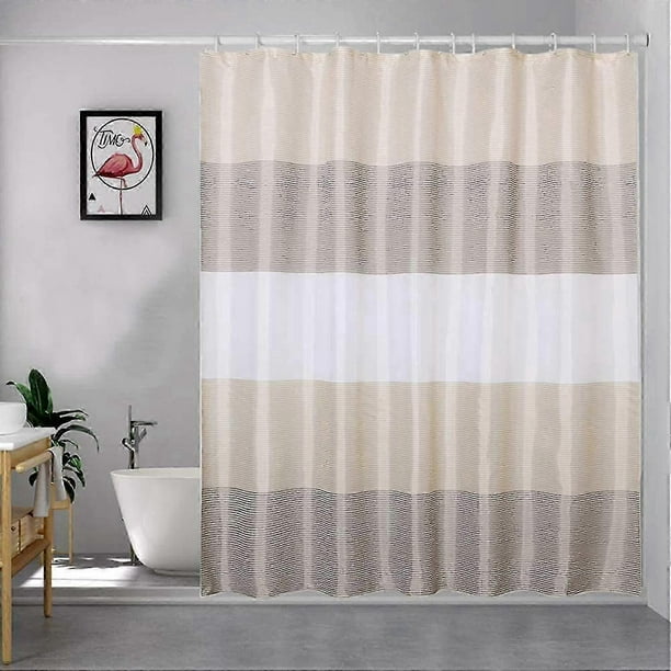 Beige Shower Curtains for Bathroom, Shower Curtain Gold Tan Taupe Brown Grey White Neutral Striped W