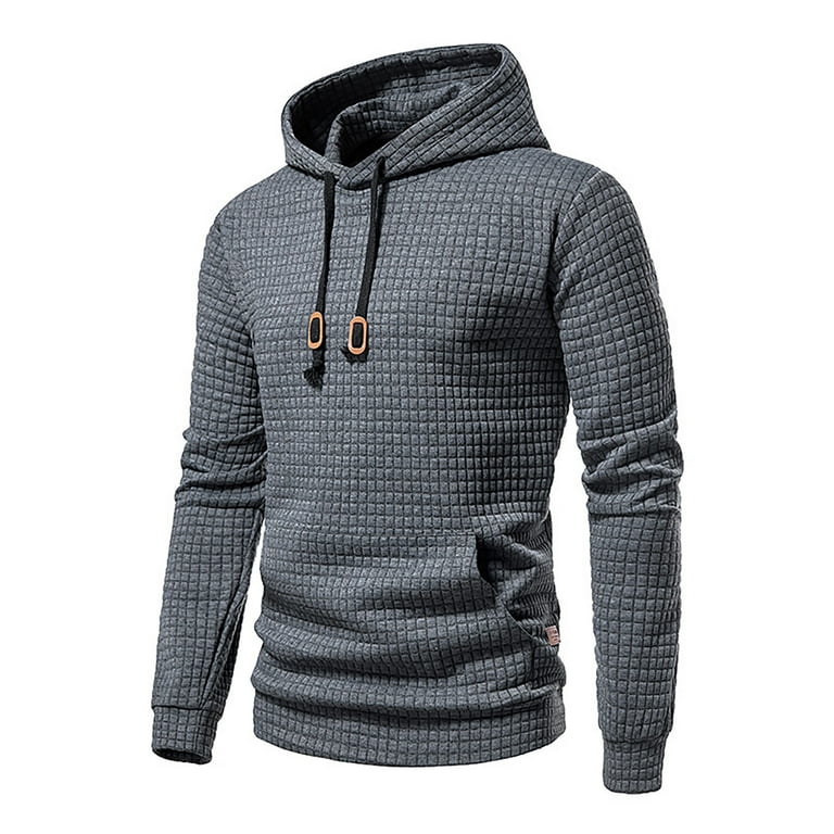 EHTMSAK Mens Hoodie Lightweight Thick Waffle Knit Soccer Sweatshirt for Men  Waffle Knit Mens Gothic Coat Long Sleeve Mens Jacket Coat Dark Gray3 M