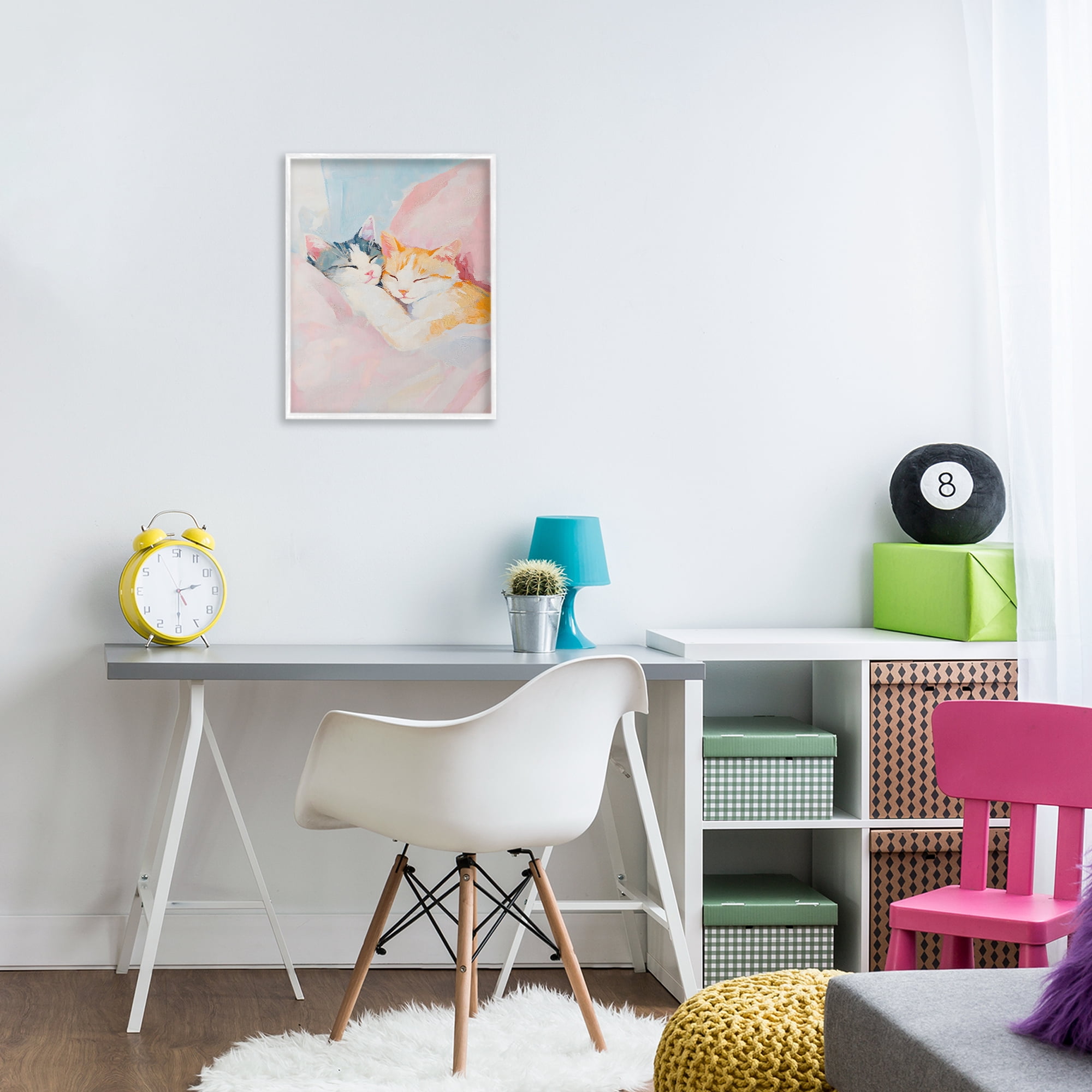 Stupell Industries Sleeping Kittens Embrace White Framed Giclee Art, design by The Prints Vibe