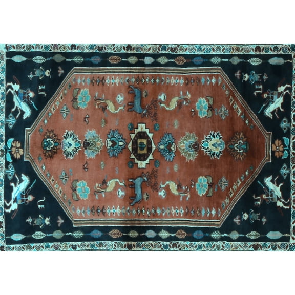 Ahgly Company Indoor Rectangle Animal Light Blue Traditional Area Rugs, 7' x 10'