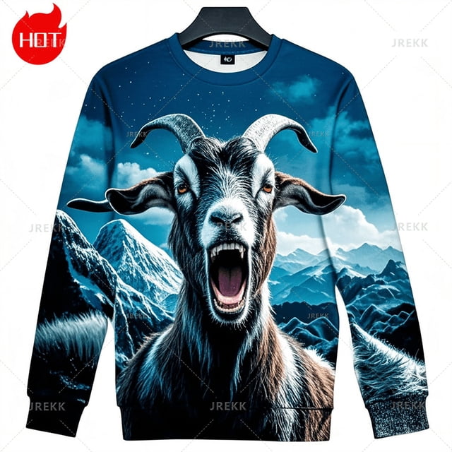 Sudadera con capucha con estampado 3D de cabras gritando de Harajuku, sudadera con cuello redondo con gráfico de ovejas, sudadera con capucha divertida para niños, sudadera con cuello redondo
