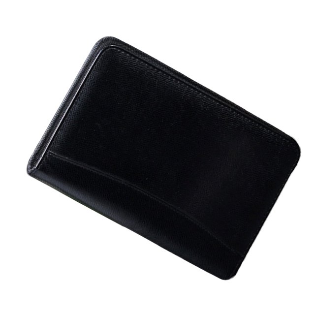 Libreta de notas de hojas sueltas con cremallera y funda de cuero sintético, con calculadora (negro)