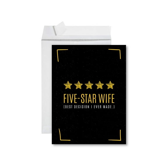 Koyal Wholesale Funny 1st Year Wedding Anniversary Jumbo Card With Envelope, Five-Star Husband, Set of 1