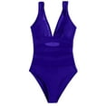 thumbnail image 6 of HBYJLZYG One Piece Swimsuit For Women, V Neck Bathing Suit Mesh Solid Color All-In-One Push Up Swimwear Beachwear, 6 of 6