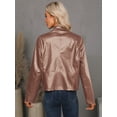 thumbnail image 6 of ZXSXSY Women Stand Collar Full Zip Long Sleeve Motorcycle Jacket, 6 of 8