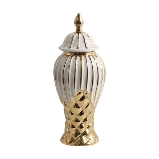 veasfak Ceramic Flower Vase Porcelain Ginger Jar with Lid Collection Handicraft Table M
