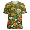 thumbnail image 5 of Nostalgic Vintage Floral Women's Short Sleeve Tops Casual Blouses T Shirt, 5 of 6