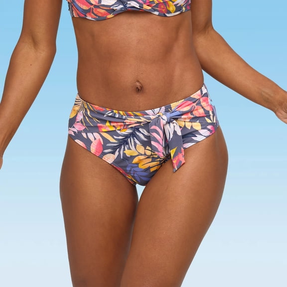 LASCANA Women's High Waist Floral Bikini Swimsuit Bottom Ties
