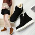 thumbnail image 2 of Botas de nieve de invierno para mujer, botas de algodón de suela gruesa y tacón plano de talla grande, botas cortas cálidas de color liso para mujer, 2 of 5