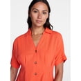 thumbnail image 5 of Time and Tru Women's Linen Pleated Waist Fit And Flare Mini Shirt Dress, Sizes XS-XXXL, 5 of 6