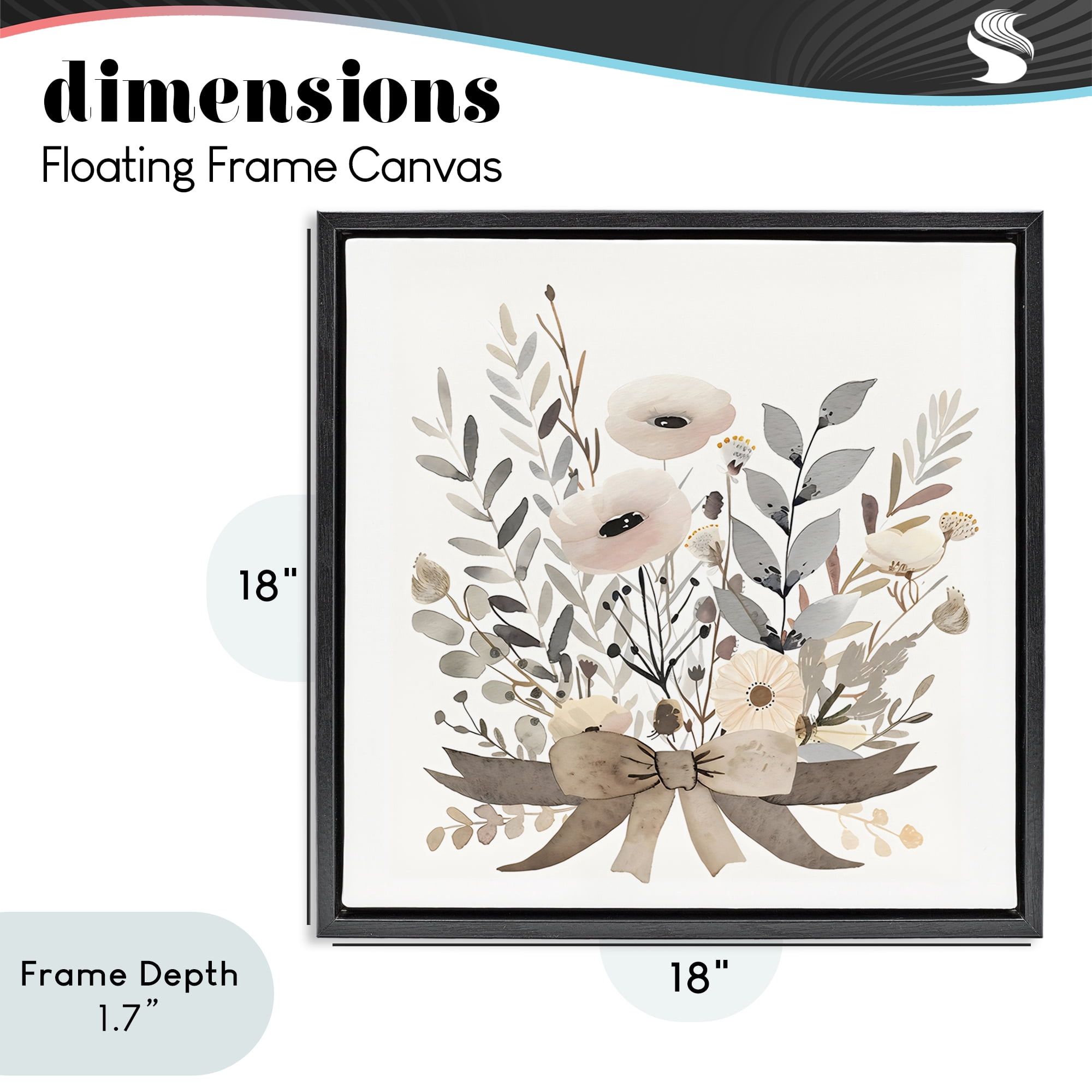 Stupell Industries Neutral Floral Bouquet Beige Black Framed Floater Canvas Wall Art, design by Creative Studio