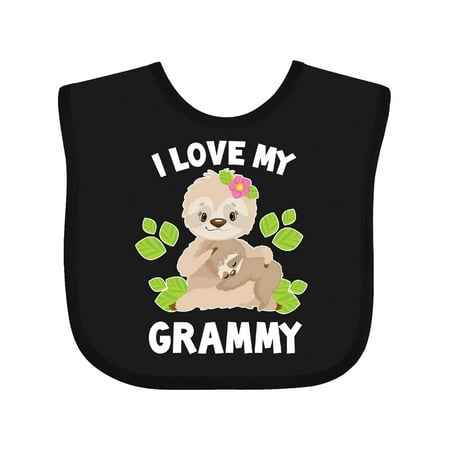 

Inktastic Cute Sloth I Love My Grammy with Green Leaves Gift Baby Boy or Baby Girl Bib