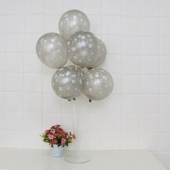 GOOHOCHY Silver Christmas Snowflake Latex Balloons for Decorating 12 Pcs 12 inch