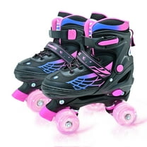 JZY Kids Adjustable Roller Skates with Light-Up Wheels - Beginner-Friendly for Ages 3-12