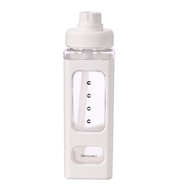 Botella DE agua Kawaii TUNC con pajita y pegatina sin FUGAS Cute Big Bear Plástico cuadrada 900ml