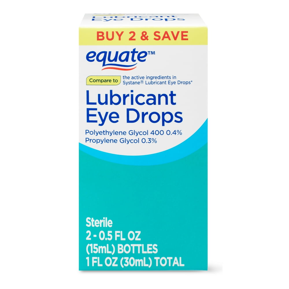 Equate Lubricant Eye Drops, 0.5 Fl. Oz., 2 Count