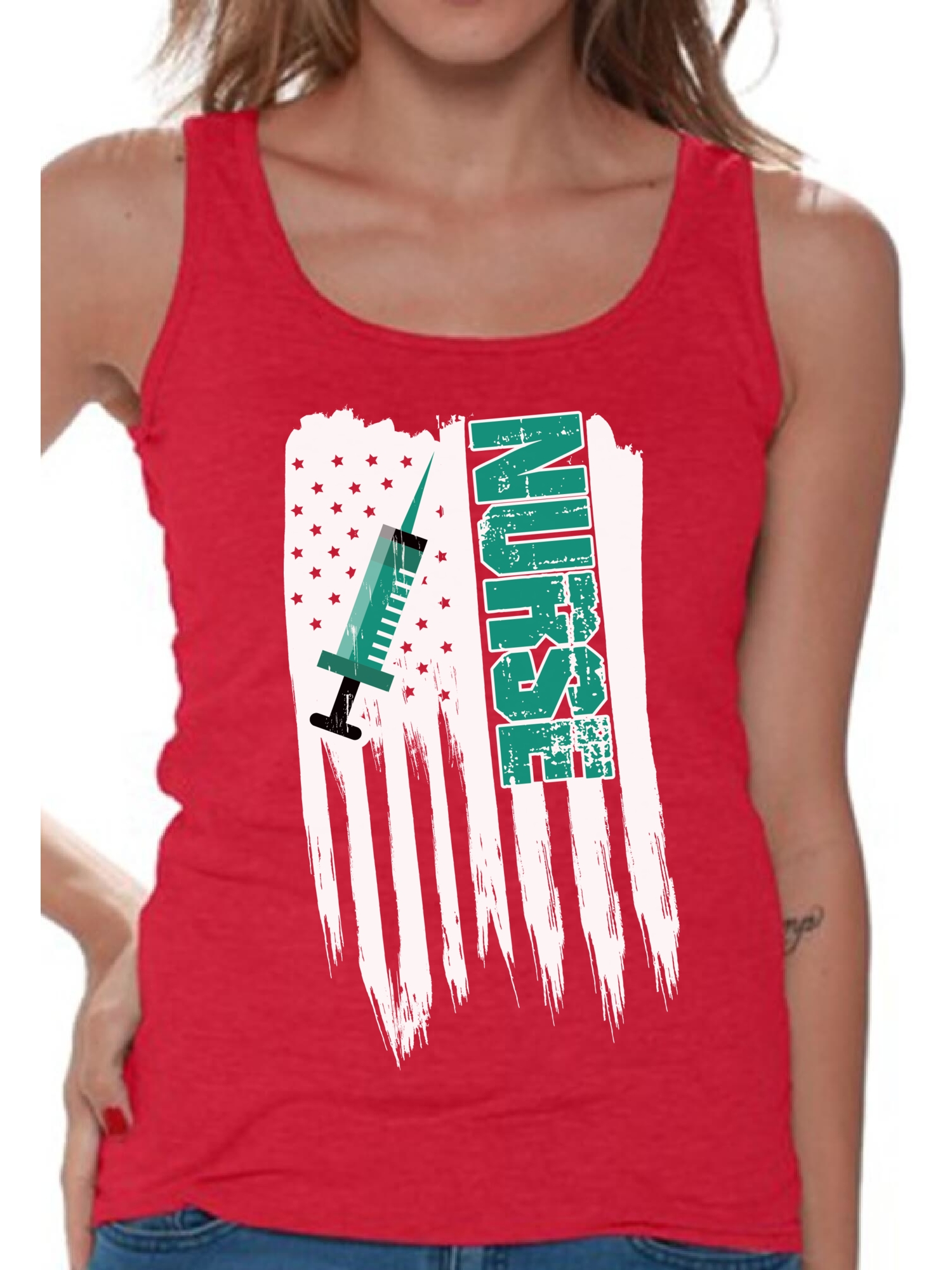 Awkward Styles American Flag Nurse Women Tank Top United States of