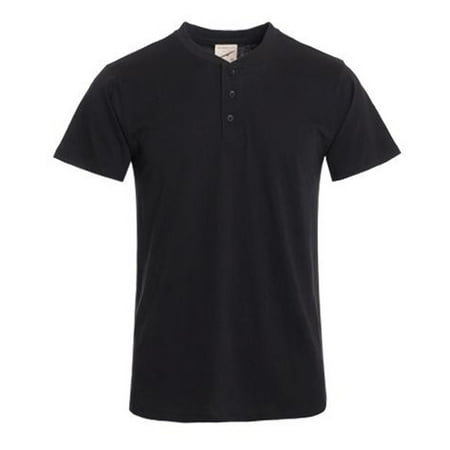 - Hawks Bay Men's Short Sleeve Henley T-shirt Black Xx-large