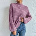 thumbnail image 2 of HAPIMO Sales Women's Long Sleeve Sweater Casual Turtleneck Chunky Knit Loose Oversized Pullover Winter Solid Jumper Tops Teen Girls Clothes Purple S, 2 of 5