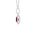 thumbnail image 2 of Angara Natural Ruby Pendant Necklace for Women in 14K White Gold (Size-6x4mm) – July Birthstone Jewelry | Oval Ruby Pendant with Floral Diamond Halo, 2 of 9